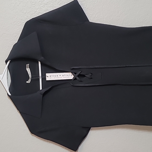 ALICE + OLIVIA Janna Lace-Up Polo Shirt Dress - Picture 7 of 13